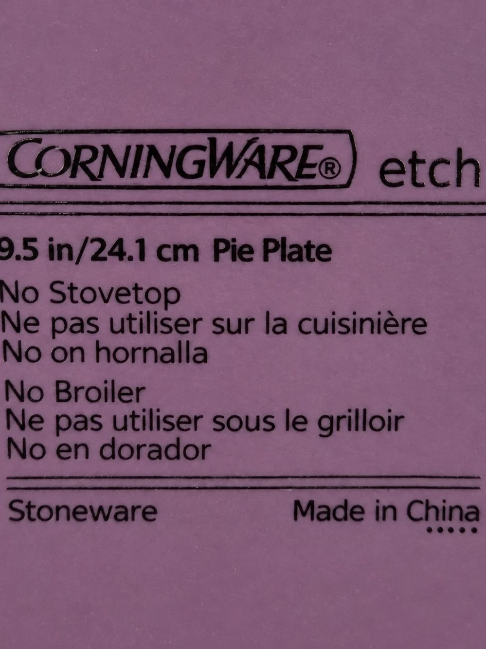 CorningWare Etch Purple 9.5